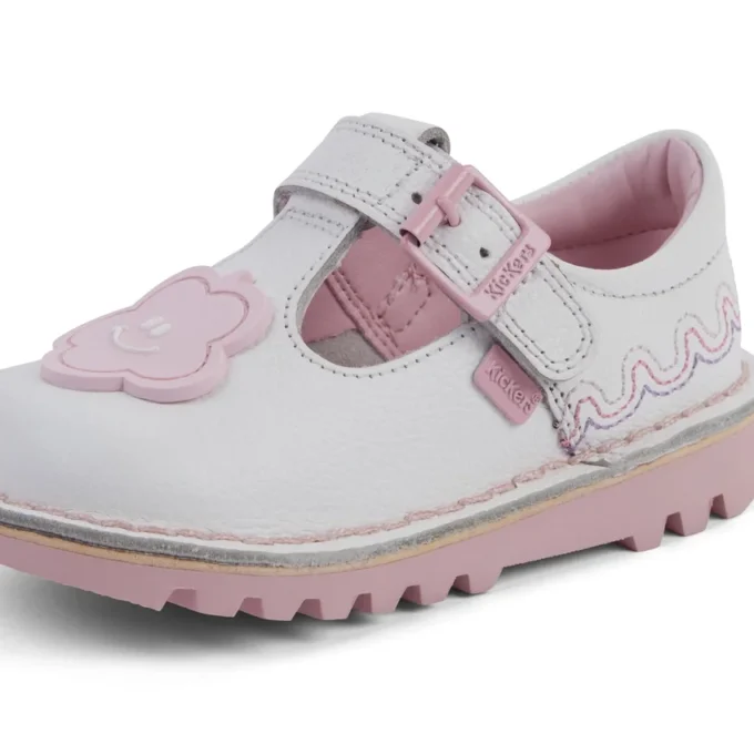 T-Bar Wave-schoenen voor babymeisjes, wit leer