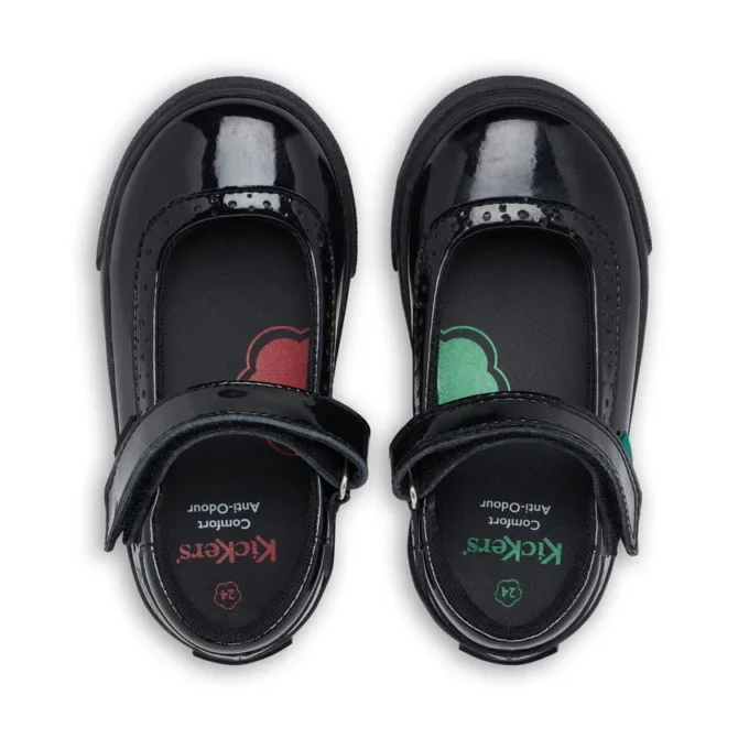 Tovni MJ-brogues voor babymeisjes, zwart lakleer