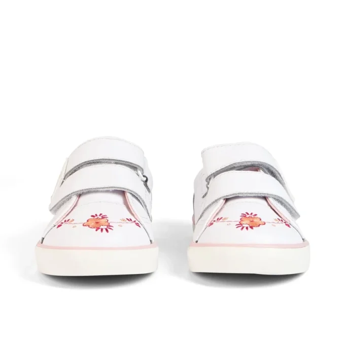 Tovni Twin Happy sneakers voor meisjes, leer, wit