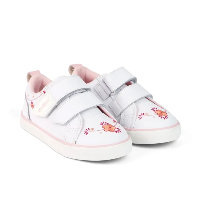 Tovni Twin Happy sneakers voor meisjes, leer, wit