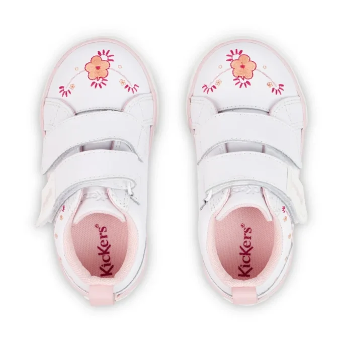 Tovni Twin Happy sneakers voor meisjes, leer, wit