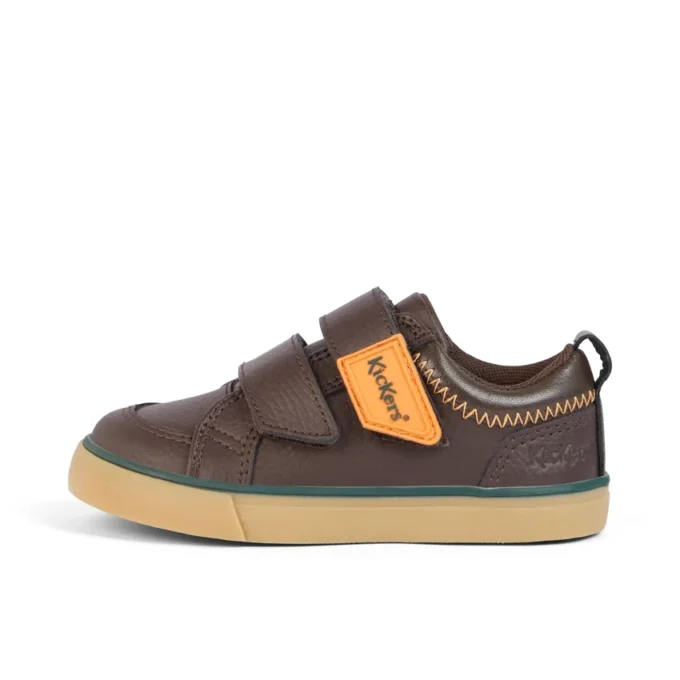 Tovni Twin ZigZag sneakers voor babyjongens, bruin leer Tovni Twin ZigZag sneakers voor babyjongens, bruin leer