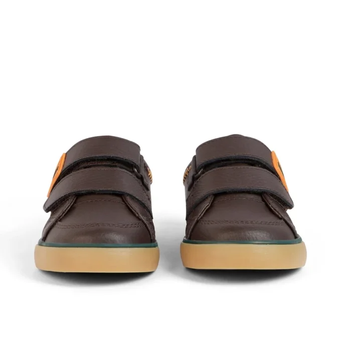 Tovni Twin ZigZag sneakers voor babyjongens, bruin leer Tovni Twin ZigZag sneakers voor babyjongens, bruin leer