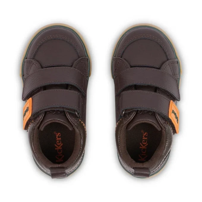 Tovni Twin ZigZag sneakers voor babyjongens, bruin leer Tovni Twin ZigZag sneakers voor babyjongens, bruin leer
