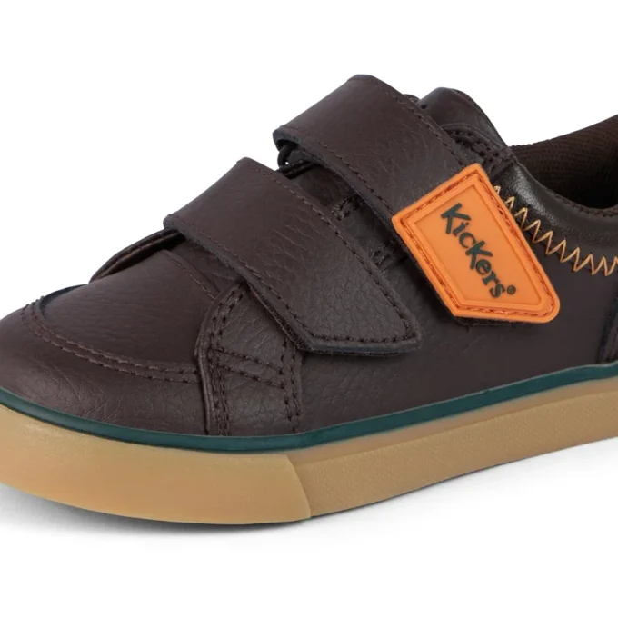 Tovni Twin ZigZag sneakers voor babyjongens, bruin leer Tovni Twin ZigZag sneakers voor babyjongens, bruin leer
