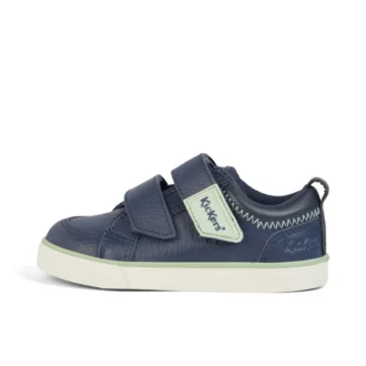 Tovni Twin ZigZag sneakers voor babyjongens, leer, marineblauw