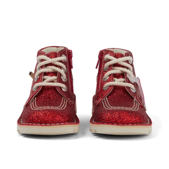 Unisex Kick Hi Glitter-laarzen voor baby’s, rood