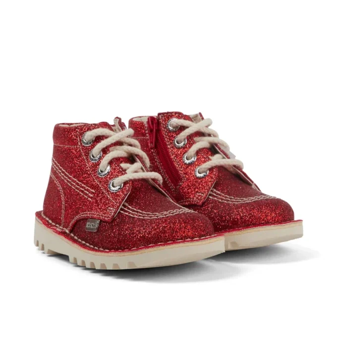 Unisex Kick Hi Glitter-laarzen voor baby’s, rood
