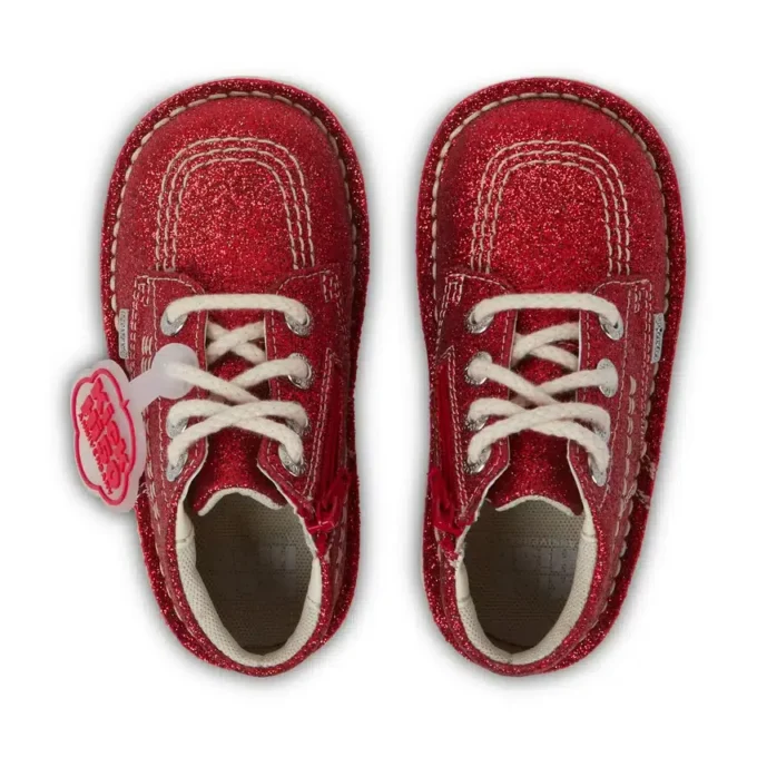 Unisex Kick Hi Glitter-laarzen voor baby’s, rood