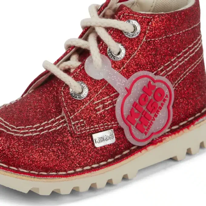 Unisex Kick Hi Glitter-laarzen voor baby’s, rood