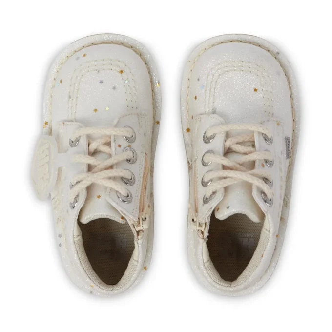 Unisex Kick Hi Glitterlaarzen voor baby’s, wit