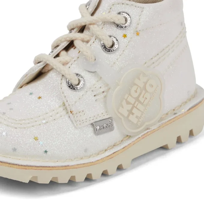 Unisex Kick Hi Glitterlaarzen voor baby’s, wit