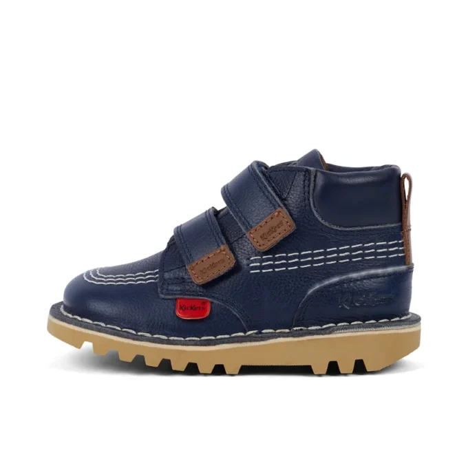 Unisex Kick Hi Roll-laarzen voor baby’s, leer, marineblauw