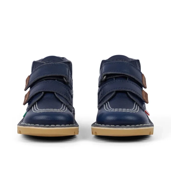 Unisex Kick Hi Roll-laarzen voor baby’s, leer, marineblauw