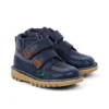 Unisex Kick Hi Roll-laarzen voor baby’s, leer, marineblauw