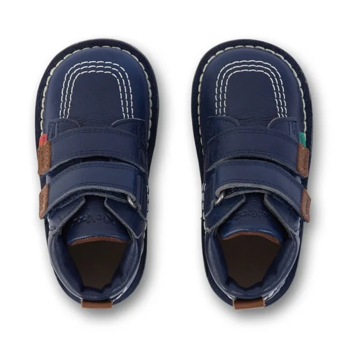 Unisex Kick Hi Roll-laarzen voor baby’s, leer, marineblauw