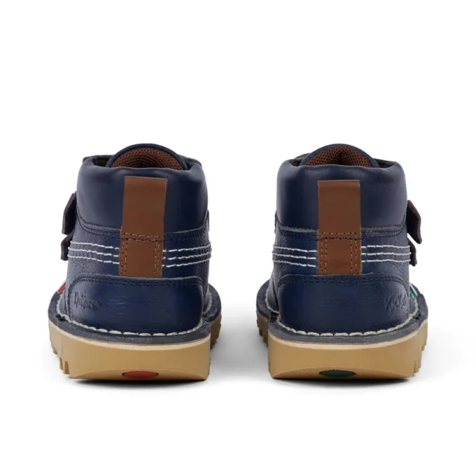 Unisex Kick Hi Roll-laarzen voor baby’s, leer, marineblauw