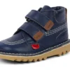 Unisex Kick Hi Roll-laarzen voor baby’s, leer, marineblauw