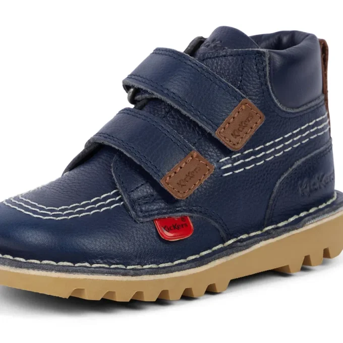Unisex Kick Hi Roll-laarzen voor baby’s, leer, marineblauw