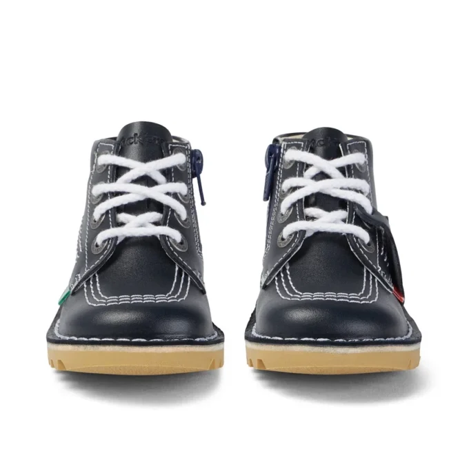 Unisex Kick Hi Zip voor baby’s, leer, marineblauw
