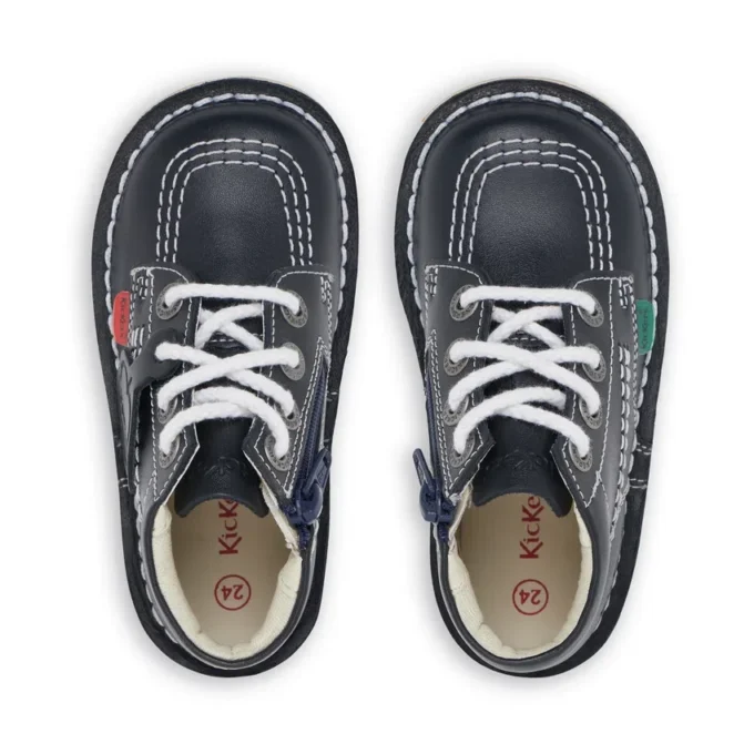 Unisex Kick Hi Zip voor baby’s, leer, marineblauw