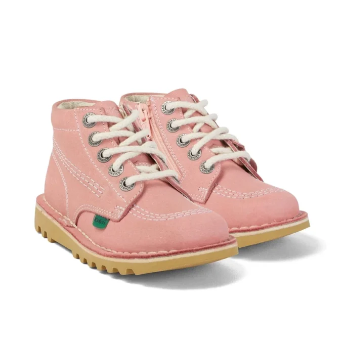 Unisex Kick Hi Zip voor baby’s, nubuck, lichtroze