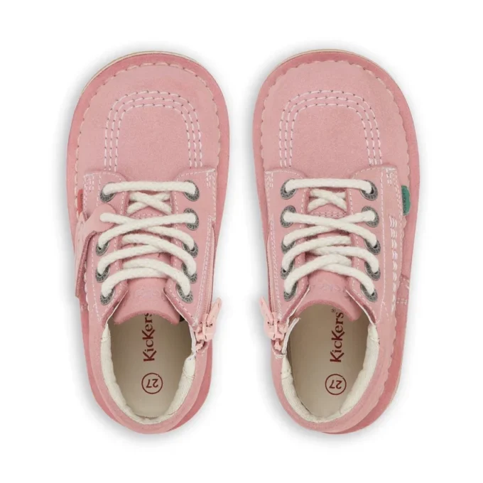 Unisex Kick Hi Zip voor baby’s, nubuck, lichtroze