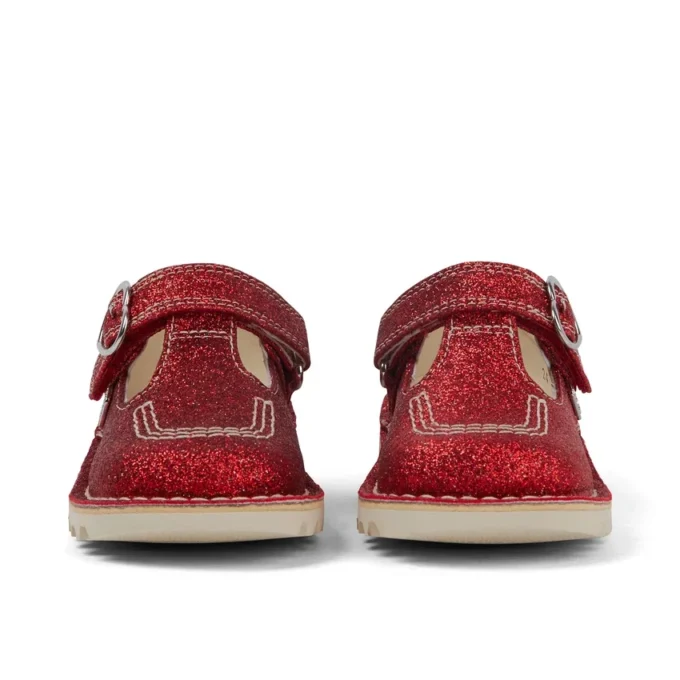 Unisex Kick T-Bar Glitter-schoenen voor baby’s, rood