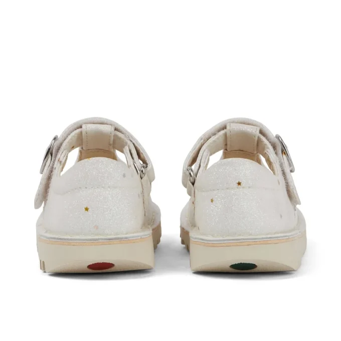 Unisex Kick T-Bar glitter schoenen voor baby’s, wit