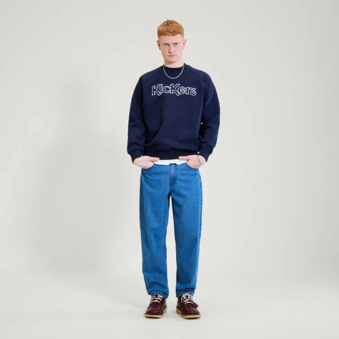 Unisex Kickers Classic Crew-sweatshirt voor volwassenen, marineblauw