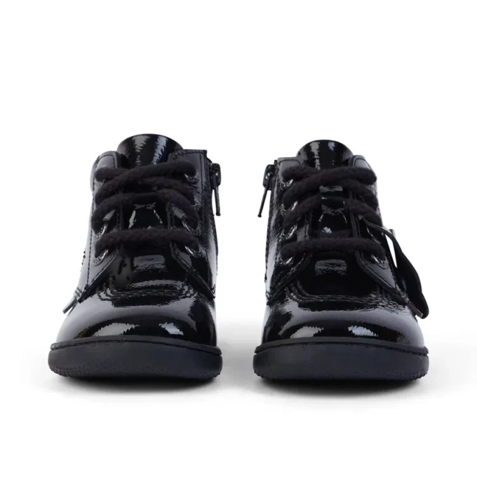 Unisex Playflex Hi Crinkle lakleren schoenen voor baby’s, zwart