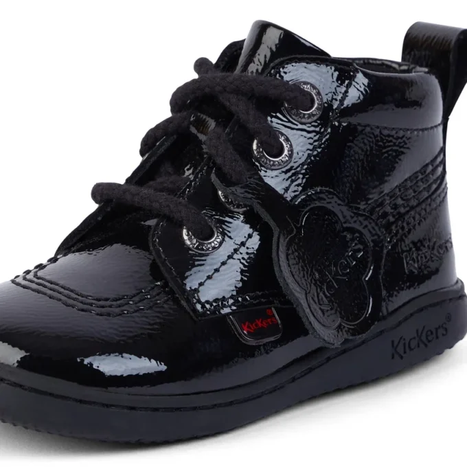 Unisex Playflex Hi Crinkle lakleren schoenen voor baby’s, zwart