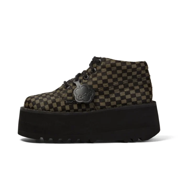 Volwassenen Unisex Kick Hi Platform Leer Zwart/Khaki