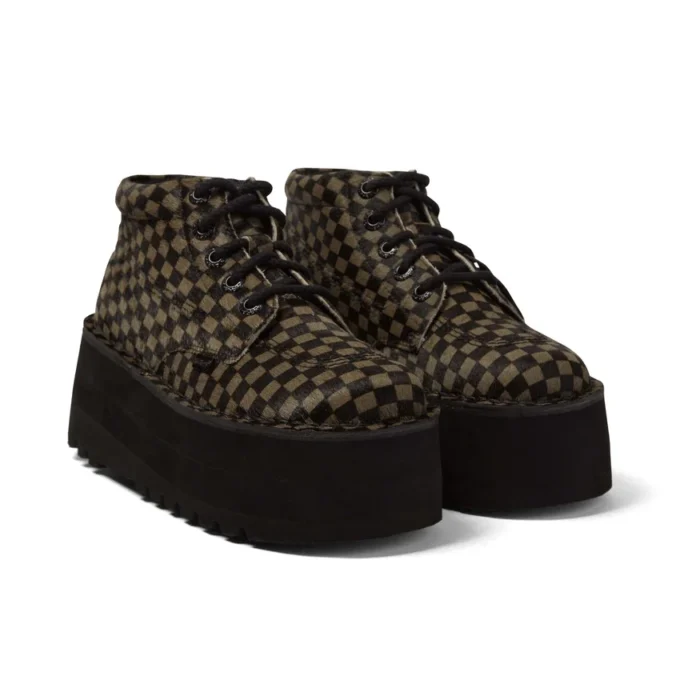 Volwassenen Unisex Kick Hi Platform Leer Zwart/Khaki