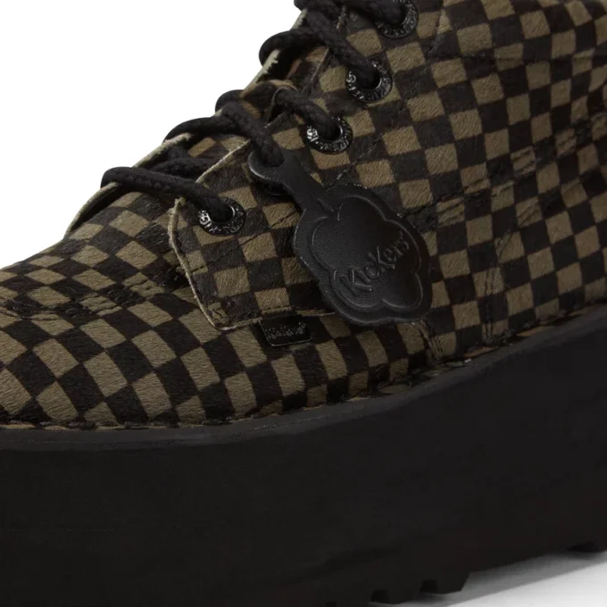 Volwassenen Unisex Kick Hi Platform Leer Zwart/Khaki